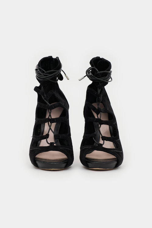 McQueen Suede Lace Up  Sandal