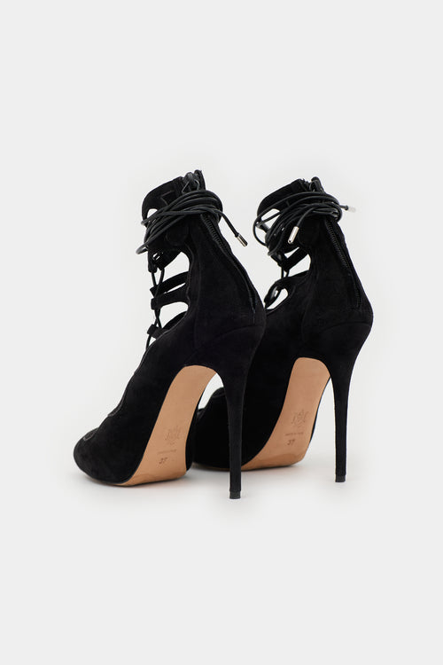 McQueen Suede Lace Up  Sandal