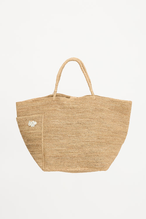 Merciel Raffia Appliqué Tote Bag