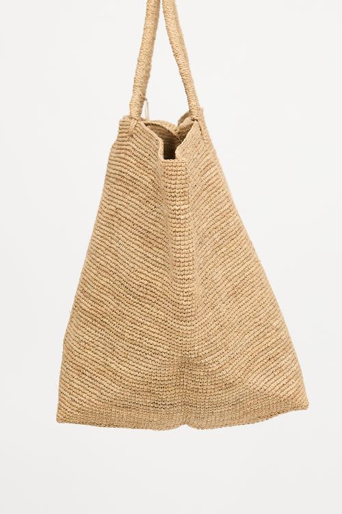 Merciel Raffia Appliqué Tote Bag