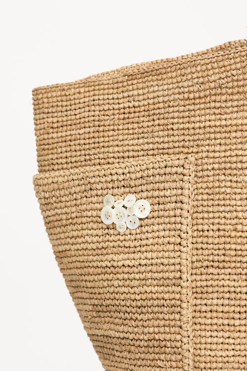Merciel Raffia Appliqué Tote Bag