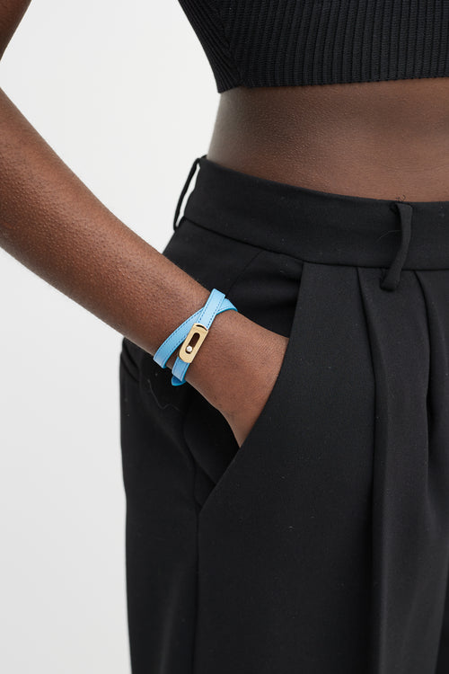 Messika 18K Gold & Blue Leather My Move Wrap Bracelet