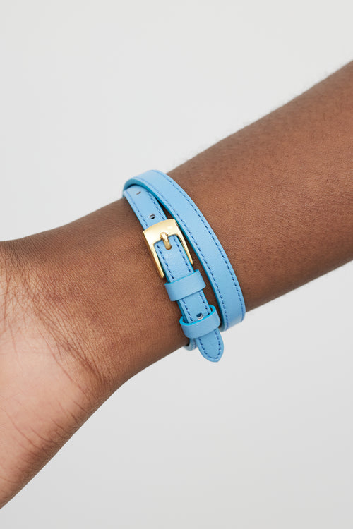 Messika 18K Gold & Blue Leather My Move Wrap Bracelet