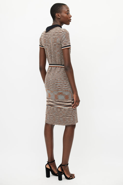 Missoni Beige & Multicolour Knit Stripe Belted Dress