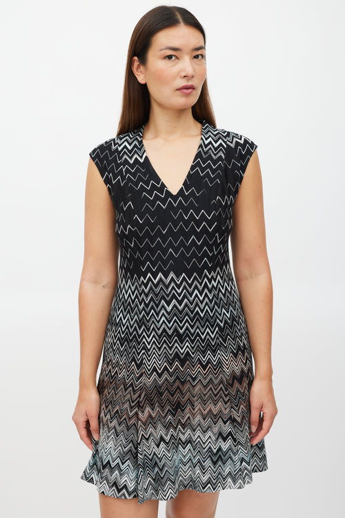 Missoni Black & Multicolour Knit Pleated Dress