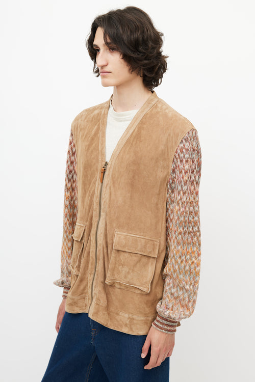 Missoni Brown & Multicolour Suede Knit Cardigan