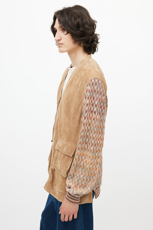 Missoni Brown & Multicolour Suede Knit Cardigan