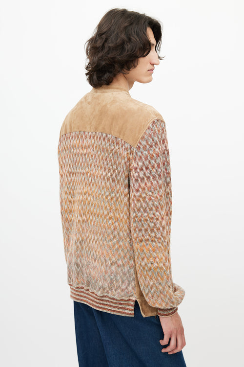 Missoni Brown & Multicolour Suede Knit Cardigan