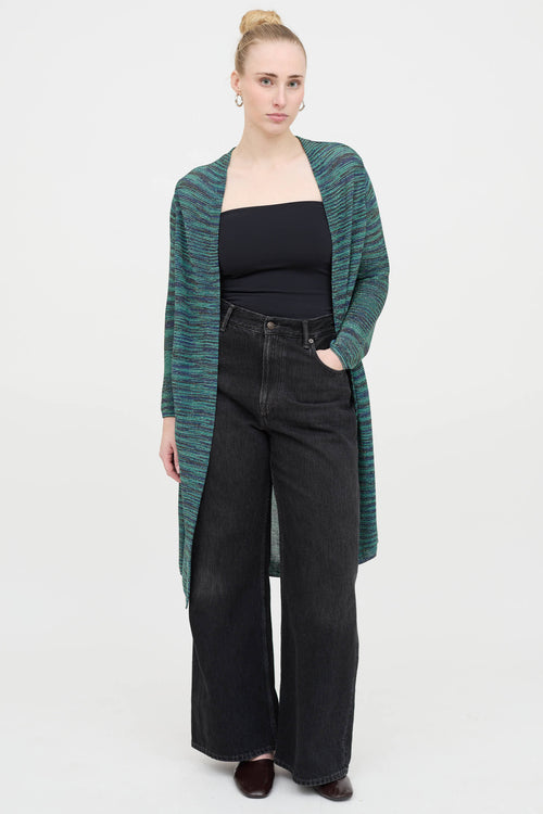 Metallic Striped Open Cardigan