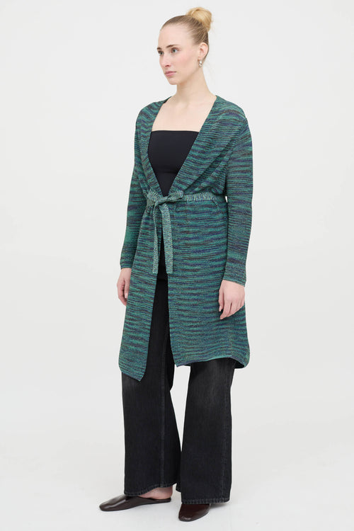 Metallic Striped Open Cardigan