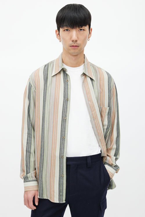Missoni Green & Multicolour Stripe Woven Shirt