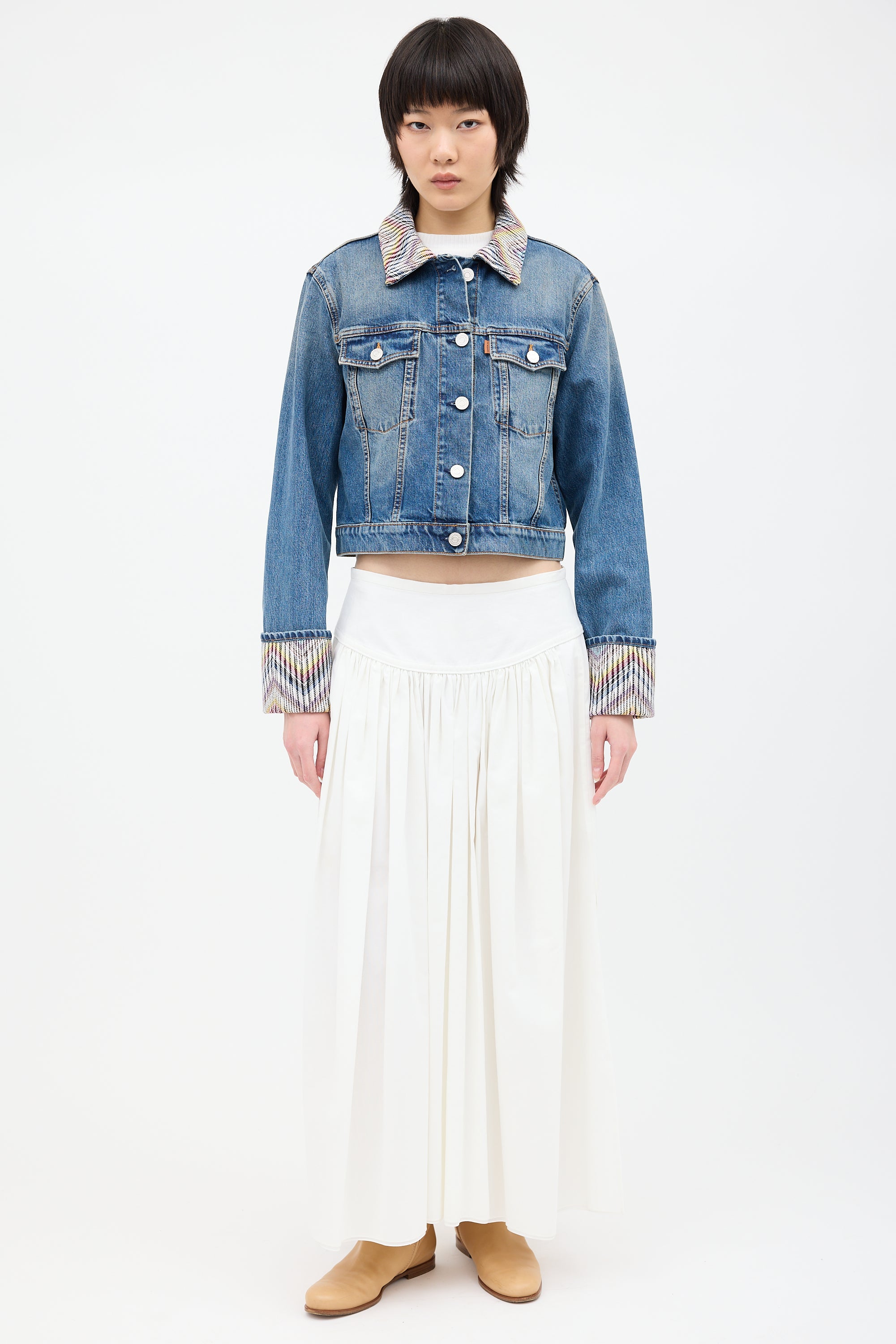 Missoni Medium Wash Denim & Multi Woven Jacket