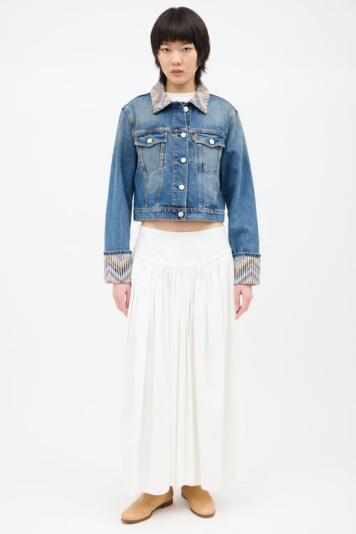 Missoni Medium Wash Denim & Multi Woven Jacket
