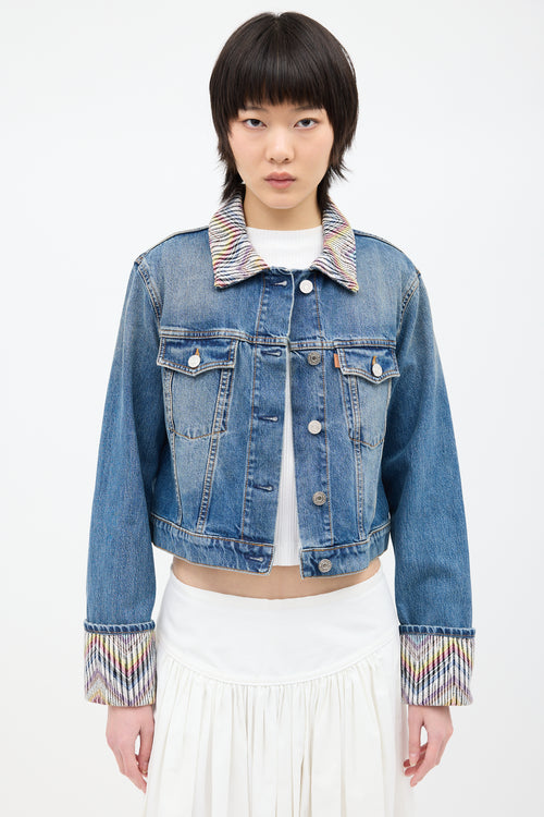 Missoni Medium Wash Denim & Multi Woven Jacket