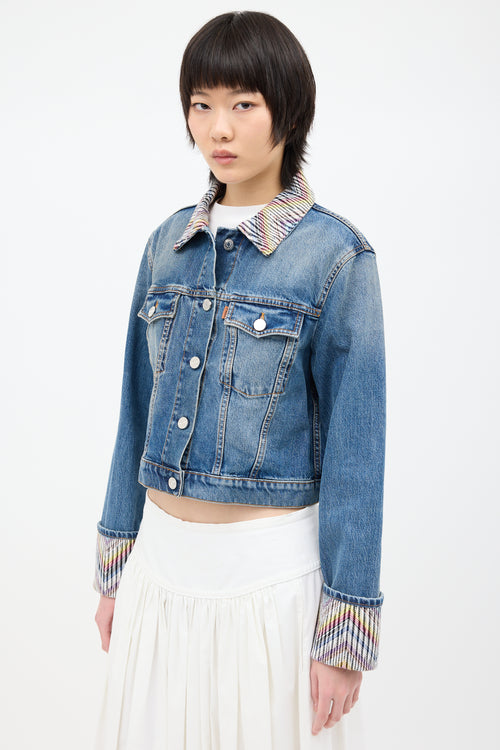 Missoni Medium Wash Denim & Multi Woven Jacket