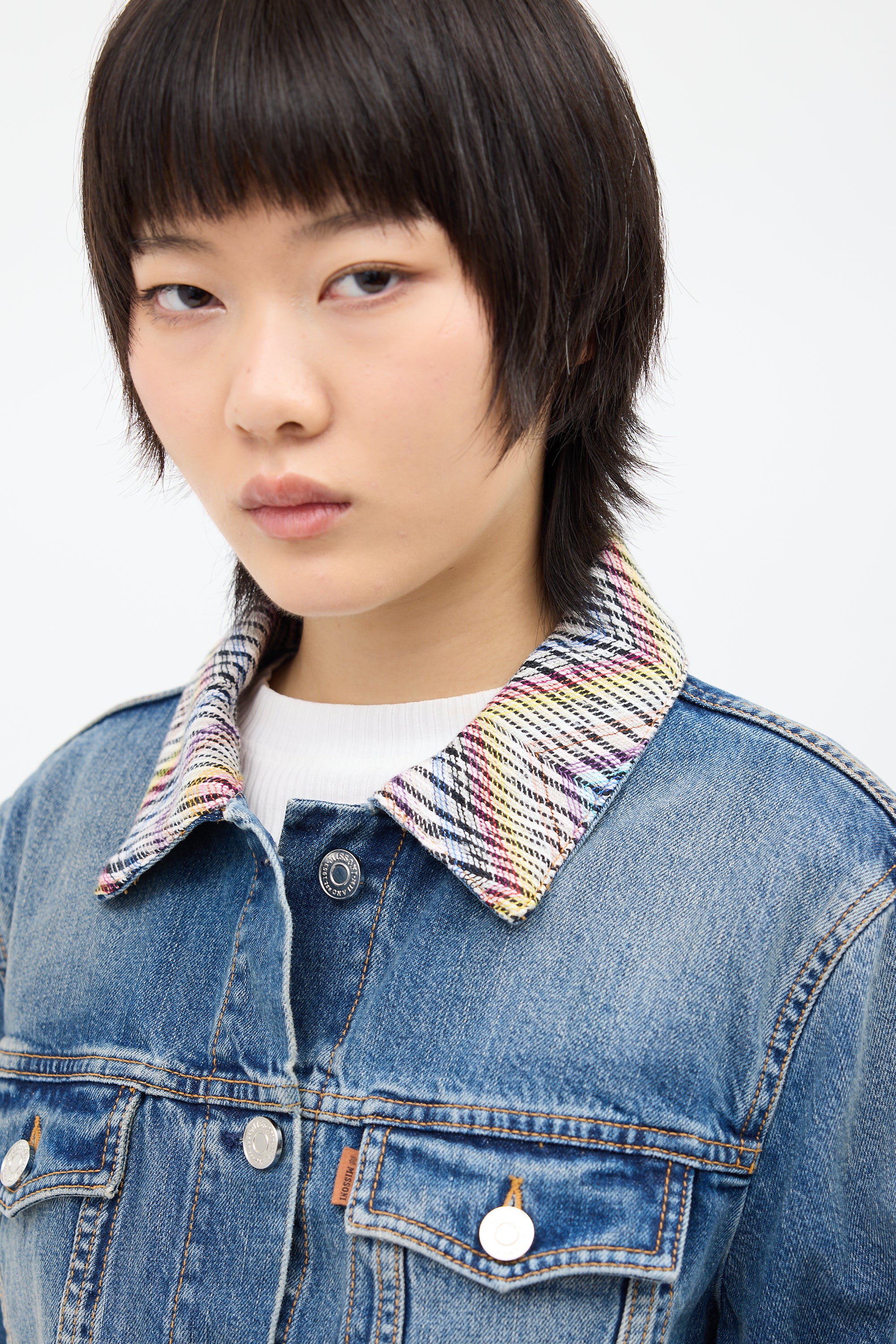 Missoni Medium Wash Denim & Multi Woven Jacket