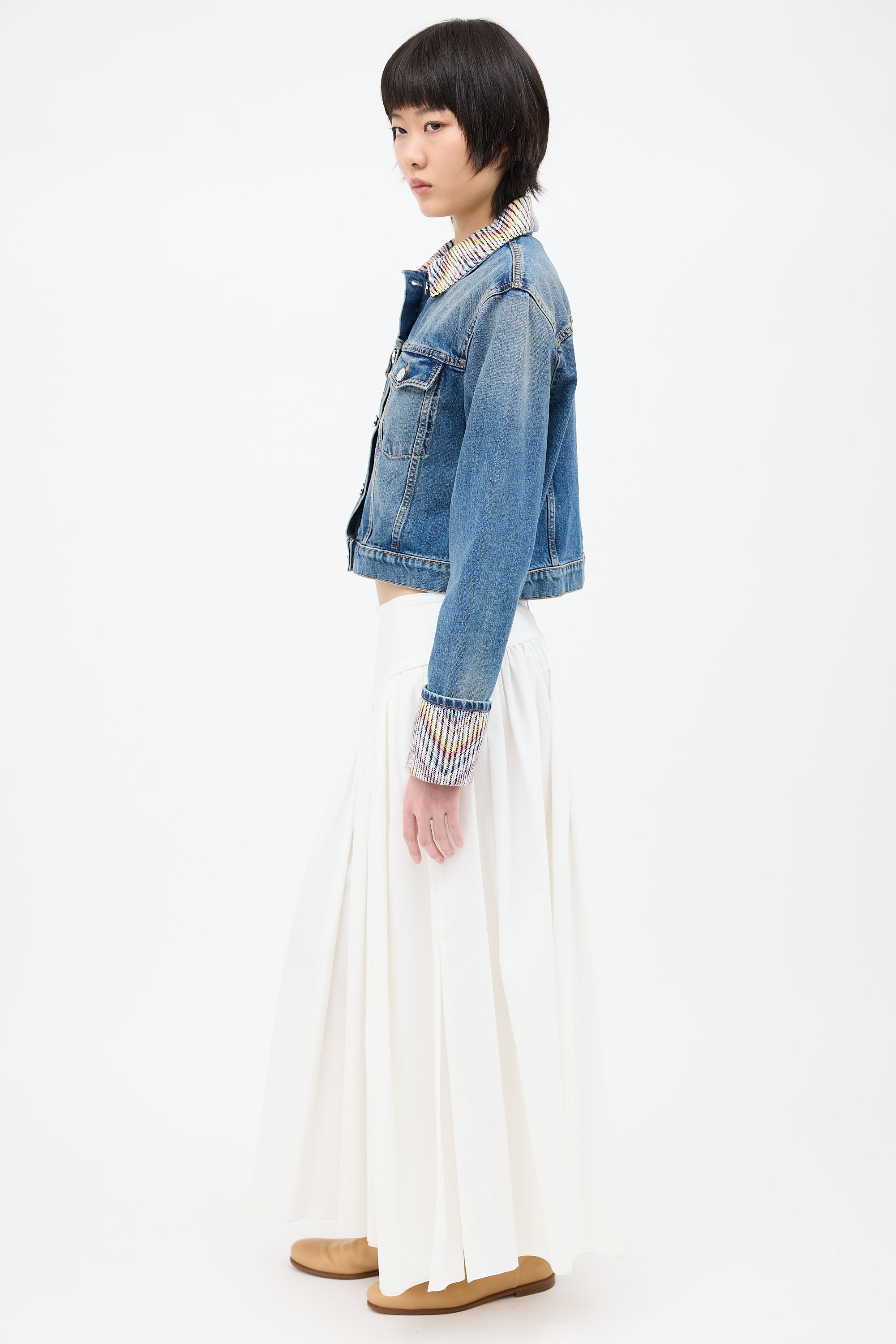 Missoni Medium Wash Denim & Multi Woven Jacket