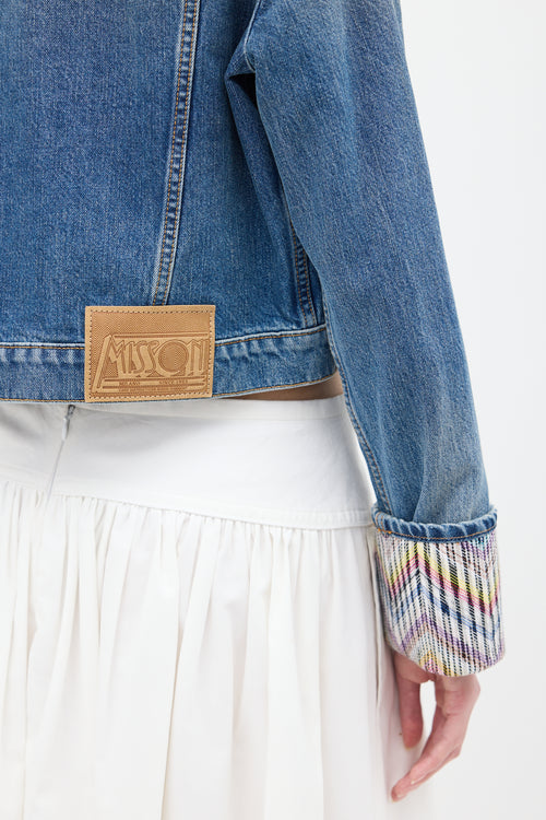Missoni Medium Wash Denim & Multi Woven Jacket
