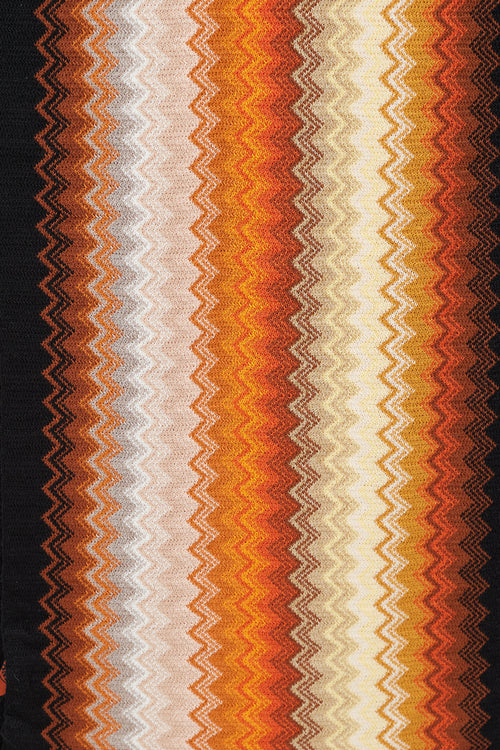 Missoni Orange & Multi Wool Chevron Knit Scarf