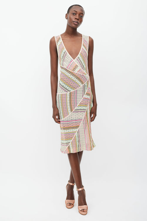 Missoni Pink & Multicolour Striped Knit Dress