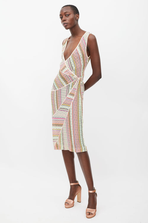 Missoni Pink & Multicolour Striped Knit Dress