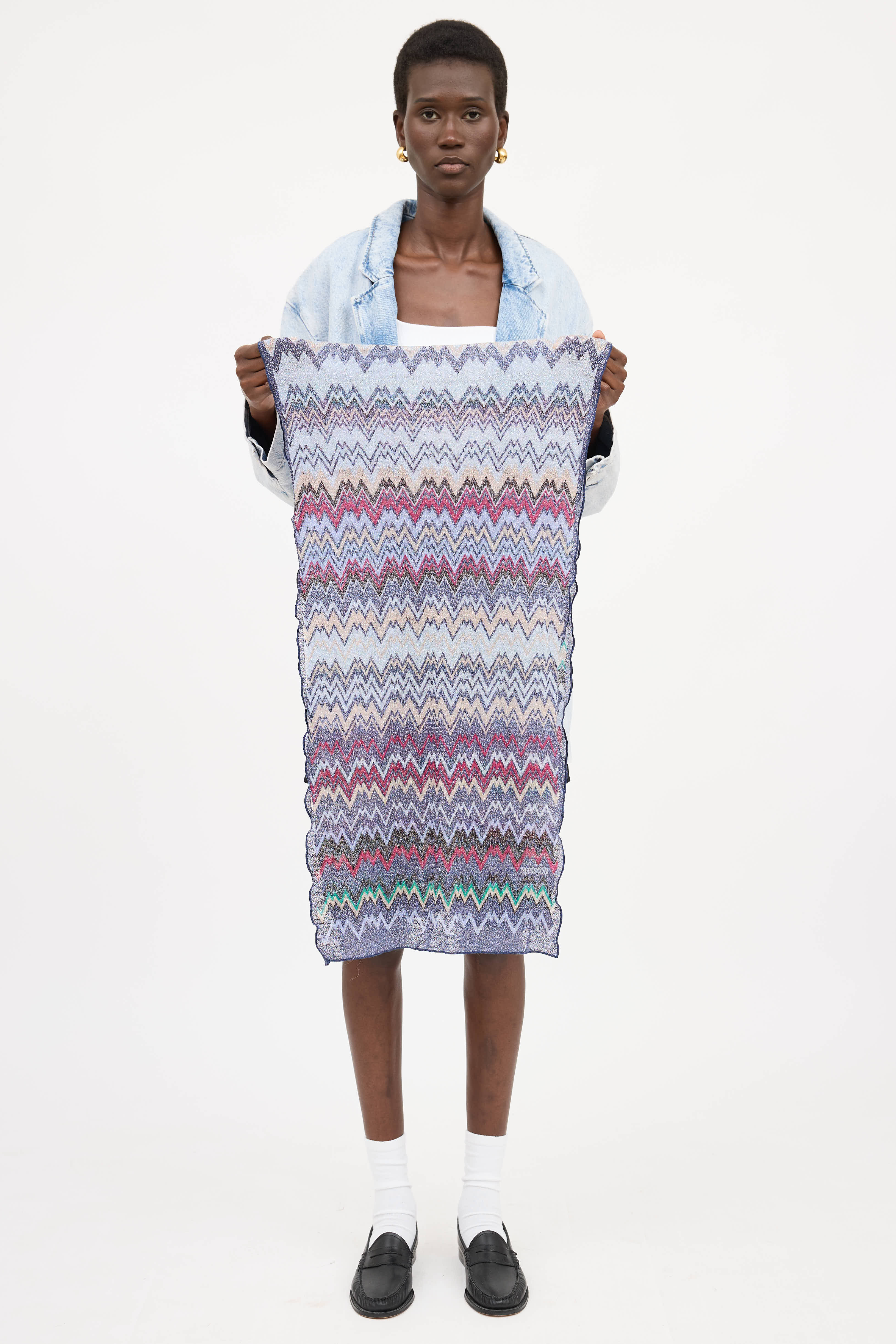 Missoni Wool Geometric Metallic Scarf