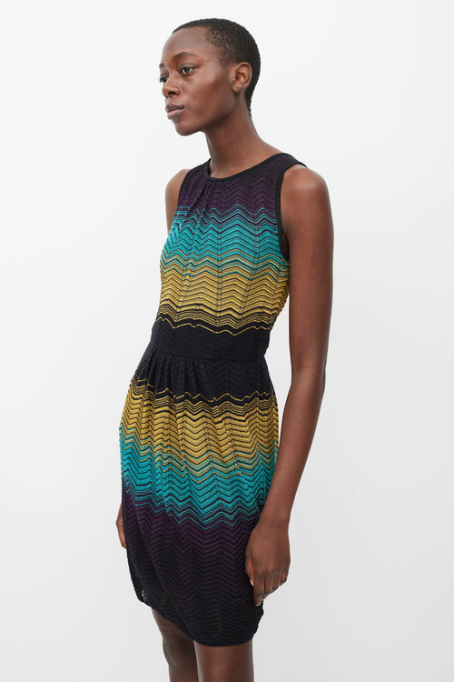 Missoni Purple & Multicolour Striped Knit Dress