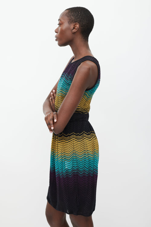 Missoni Purple & Multicolour Striped Knit Dress
