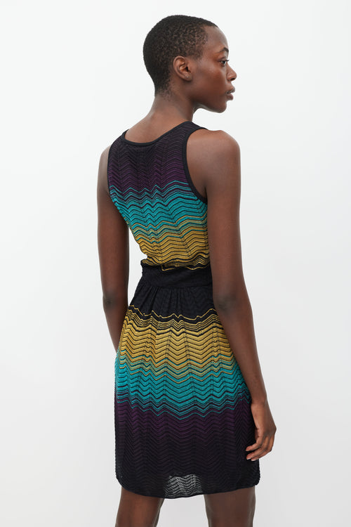 Missoni Purple & Multicolour Striped Knit Dress