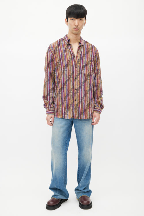 Missoni Purple & Multicolour Striped Woven Shirt