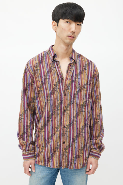 Missoni Purple & Multicolour Striped Woven Shirt