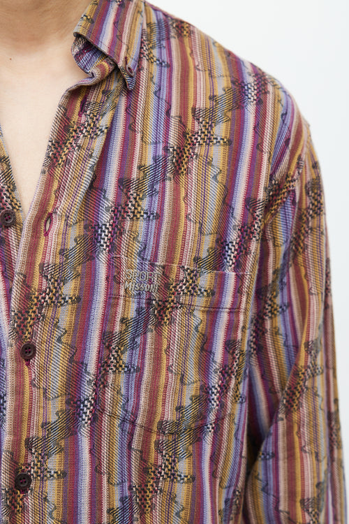 Missoni Purple & Multicolour Striped Woven Shirt