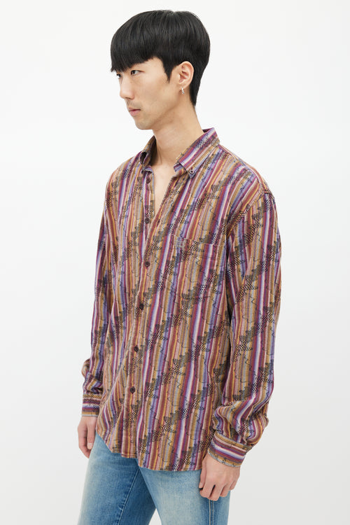 Missoni Purple & Multicolour Striped Woven Shirt