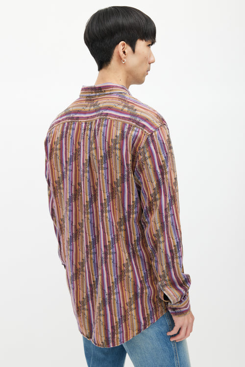 Missoni Purple & Multicolour Striped Woven Shirt