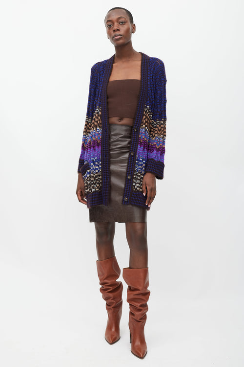 Missoni Purple & Multicolour Waved Stripe Cardigan