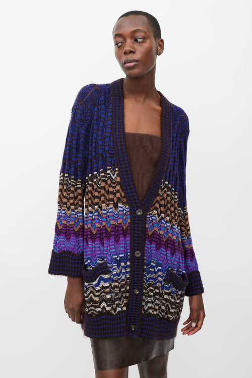 Missoni Purple & Multicolour Waved Stripe Cardigan