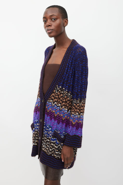 Missoni Purple & Multicolour Waved Stripe Cardigan