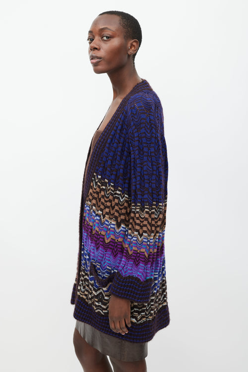 Missoni Purple & Multicolour Waved Stripe Cardigan