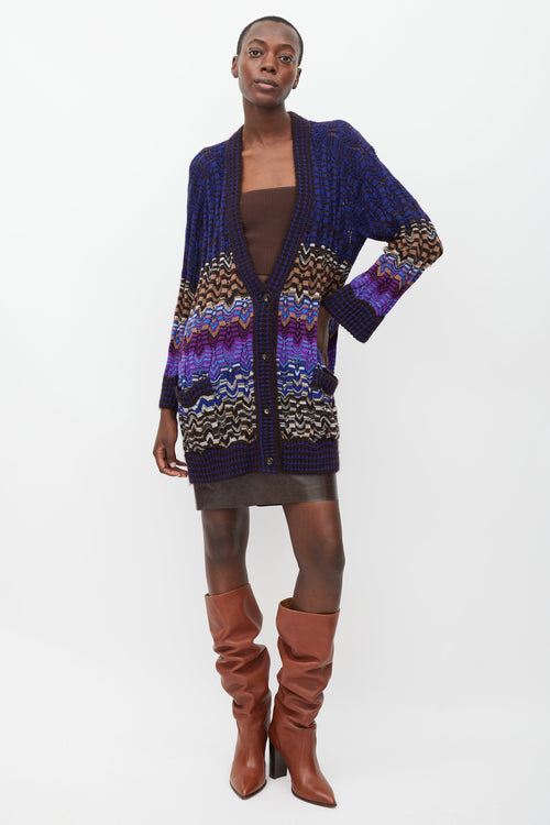 Missoni Purple & Multicolour Waved Stripe Cardigan