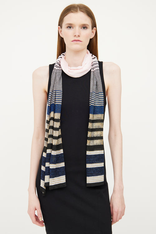 Missoni Pink, Black & Gold Stripe Scarf