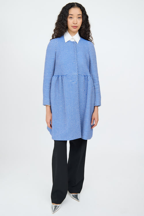 M Missoni Blue & White Knit Pleat Empire Coat