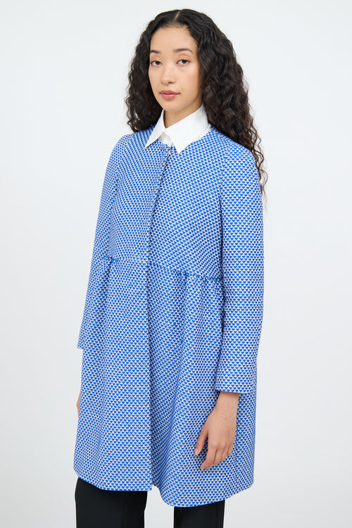 M Missoni Blue & White Knit Pleat Empire Coat