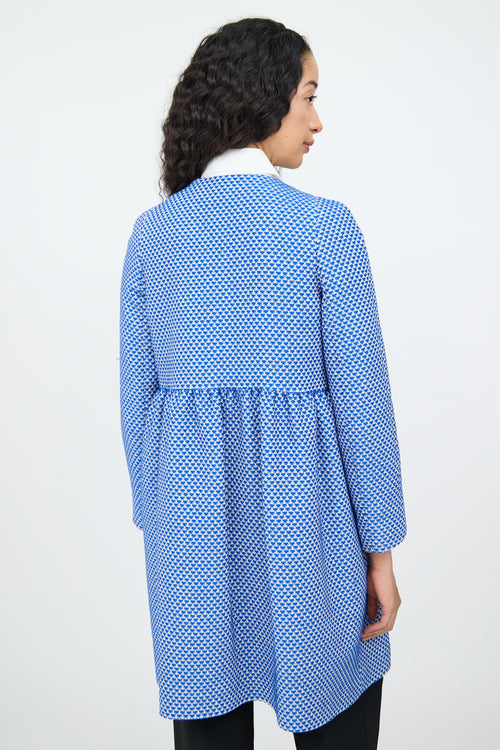 M Missoni Blue & White Knit Pleat Empire Coat