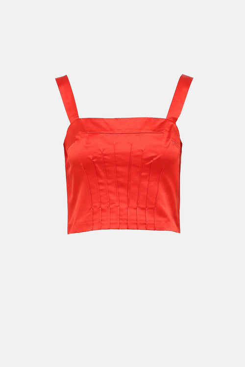 Miu Miu 2006 Silk Pleated Crop Top