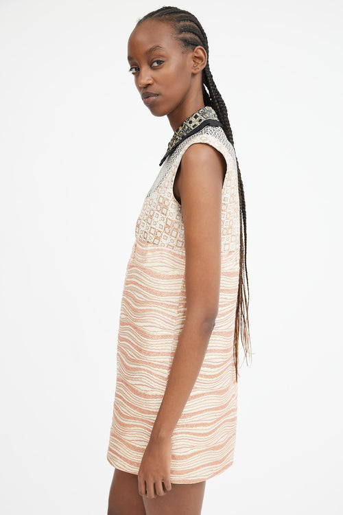 2007 Pink Gold & Multicolour Jacquard Patterned Dress