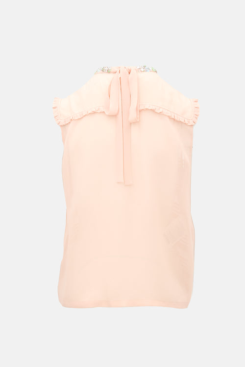 Miu Miu 2017 Silk Crepe Pleated Top