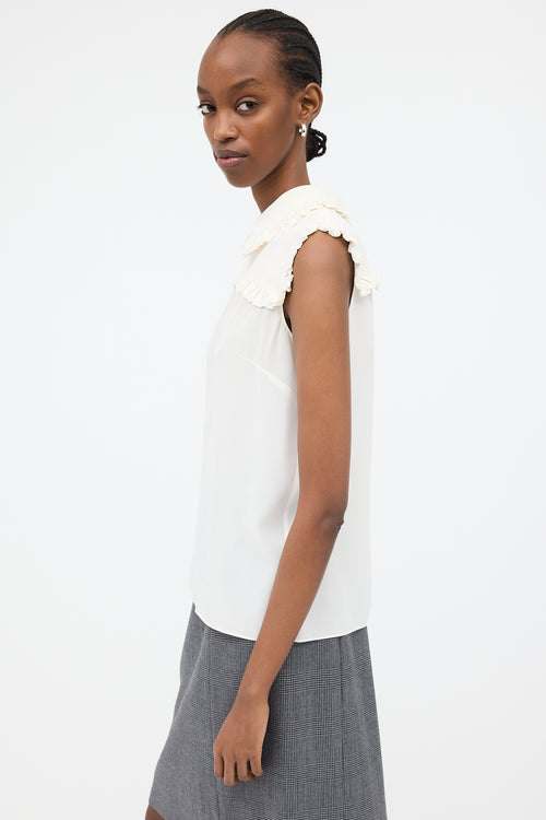 Miu Miu 2017 Silk Sleeveless Ruffle Blouse