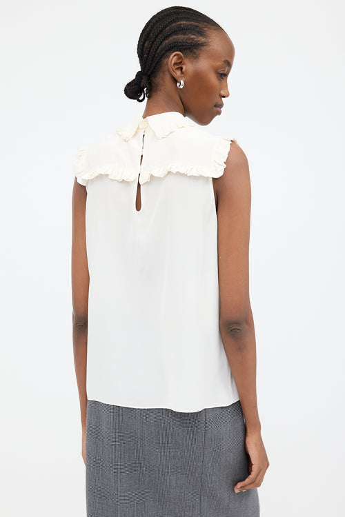Miu Miu 2017 Silk Sleeveless Ruffle Blouse