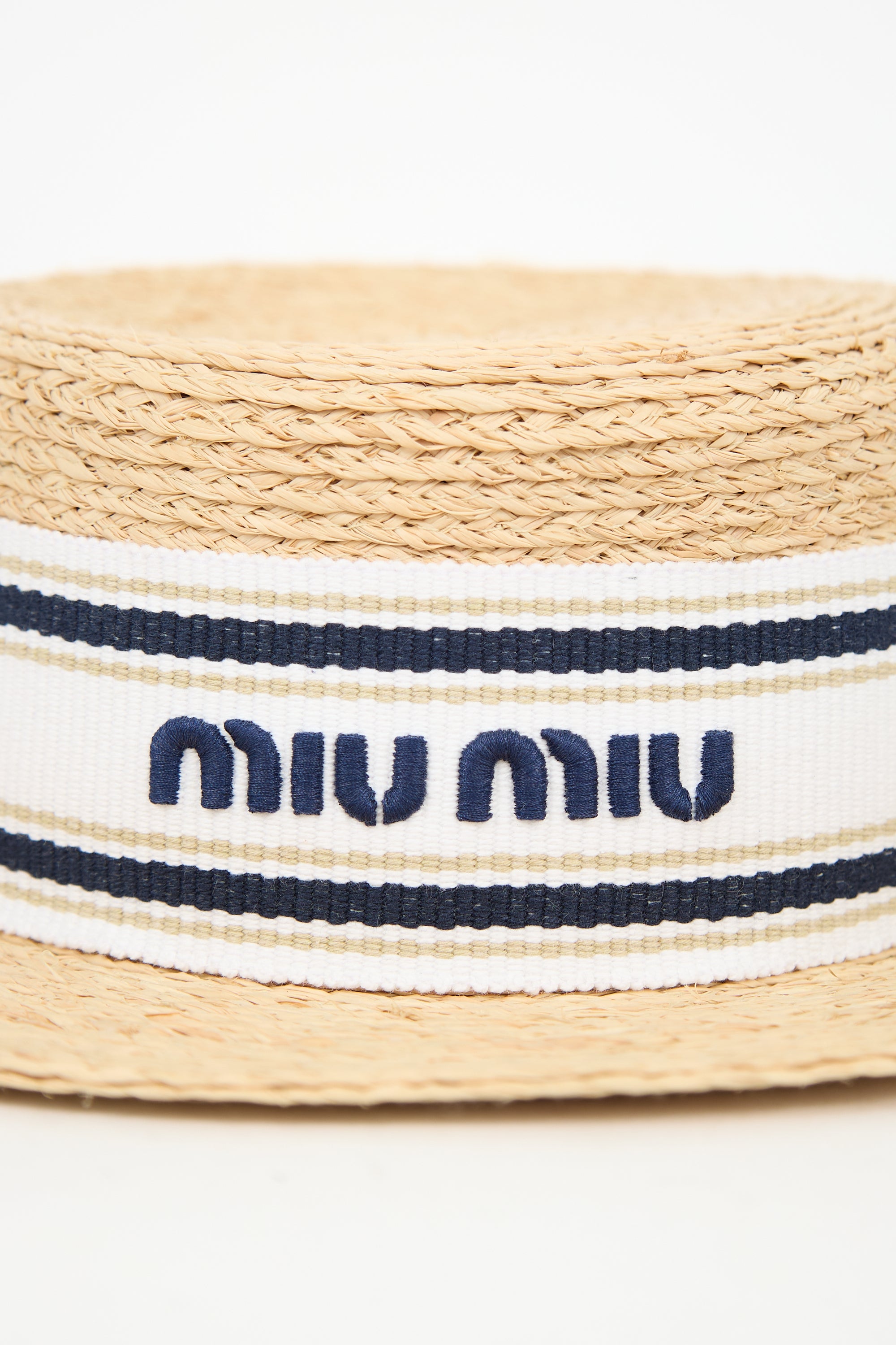 Miu Miu 2023 Raffia Logo Band Sun Hat