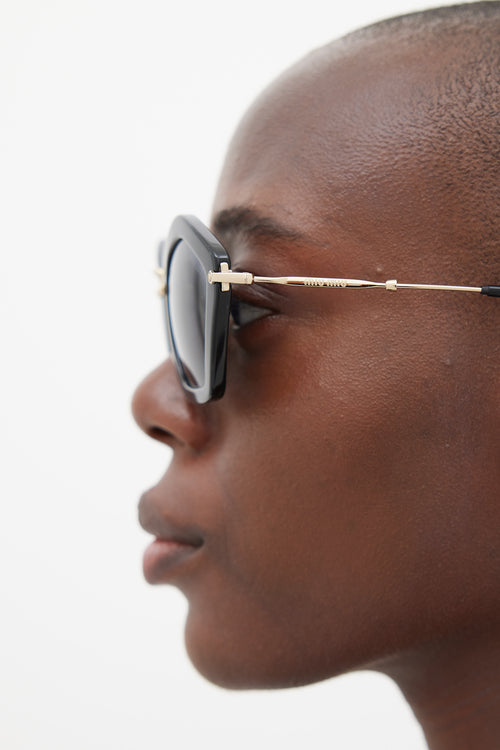 Miu Miu Black & Gold Angular SMU06O Sunglasses